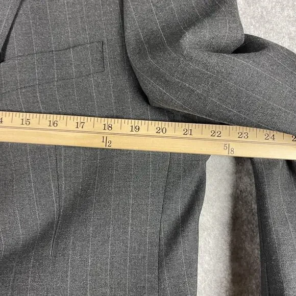 Brooks Brothers 346 Stretch Wool 2 Piece Suit Gray Striped Blazer 44R Pant 35x31